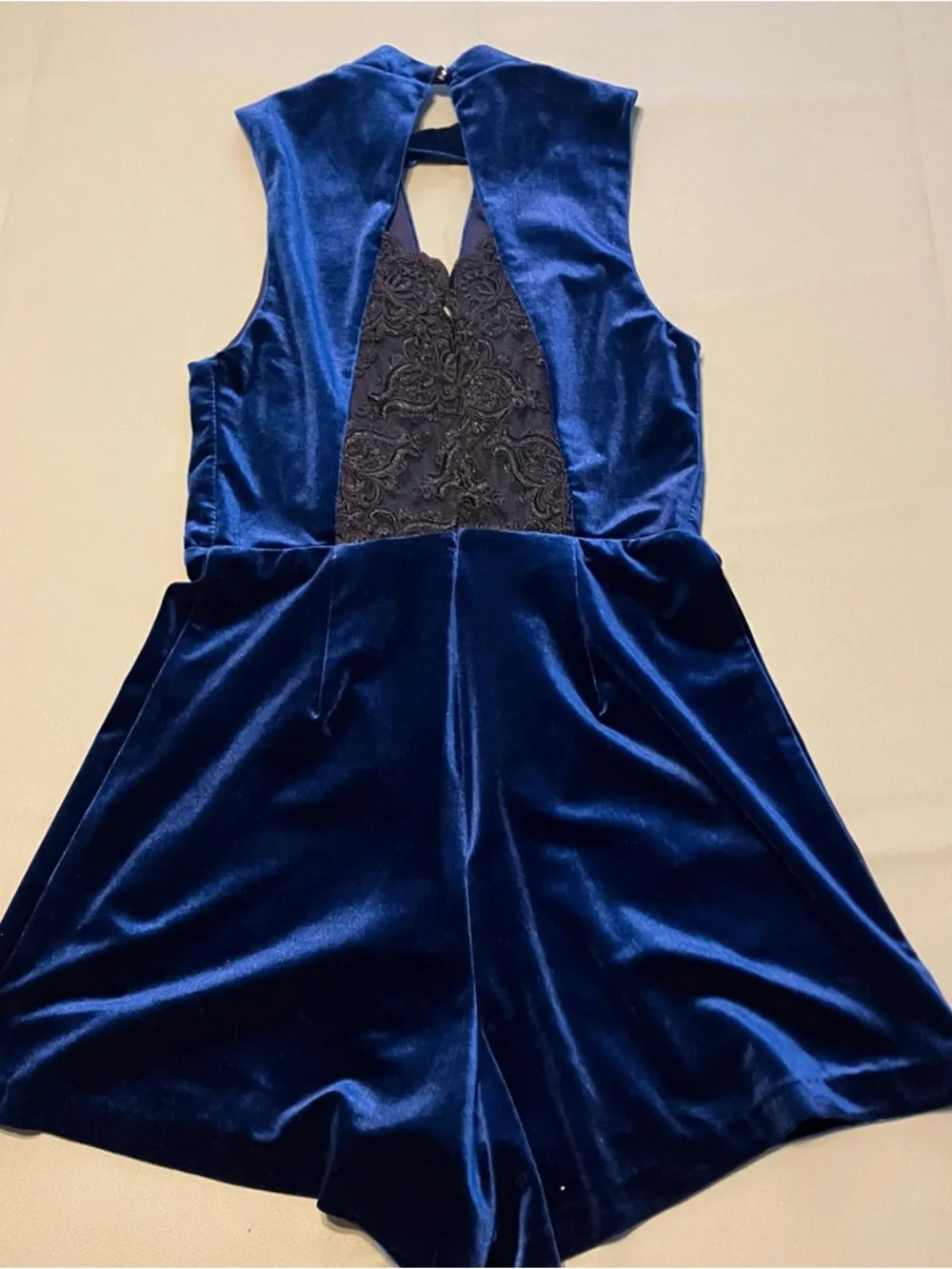 Stella Luce Deep Blue Velvet Lace Whimsigoth Romper